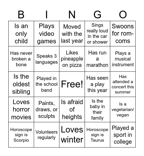 HR Cafe Bingo Card