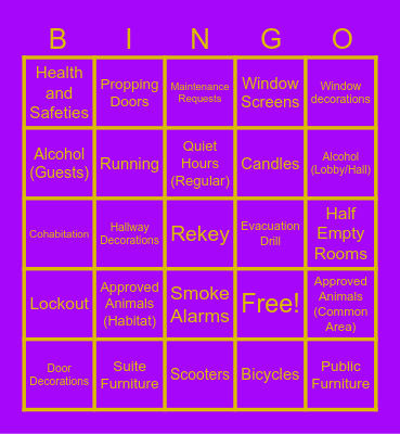 Policy Bingo Card