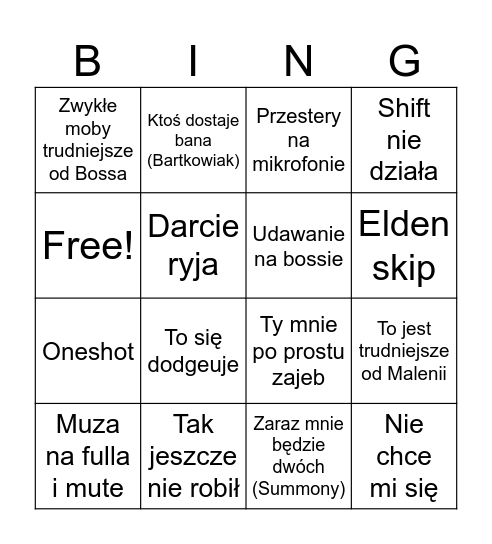 Elden Bingo Card