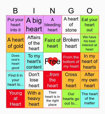 It Takes Heart Bingo Card