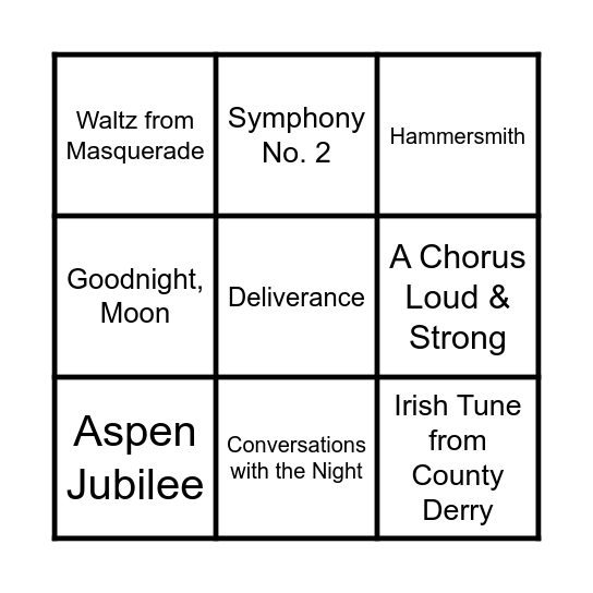 2024-2025 Music Bingo Card