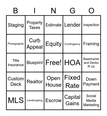 Bingo & Brews: Real Estate Edition Bingo Card