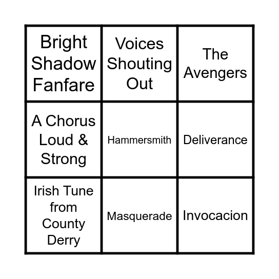 2024-2025 Music Bingo Card