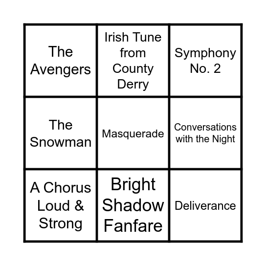 2024-2025 Music Bingo Card