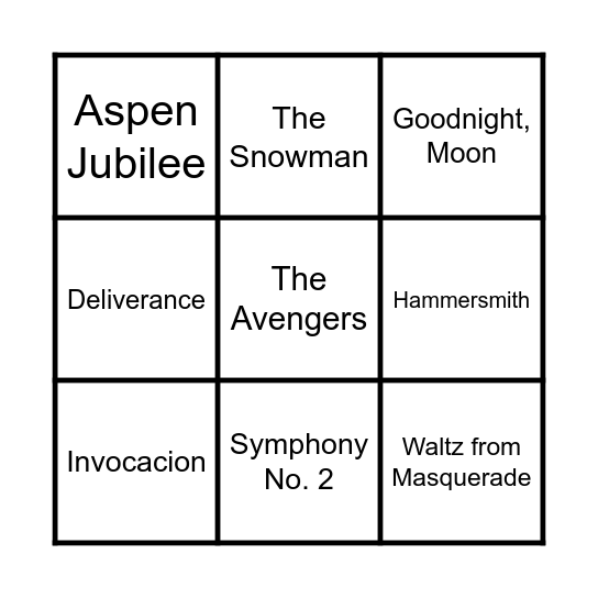 2024-2025 Music Bingo Card