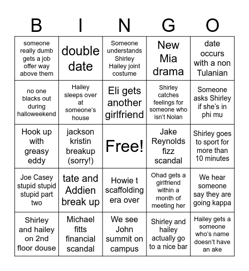 fall 2024 bingo Card