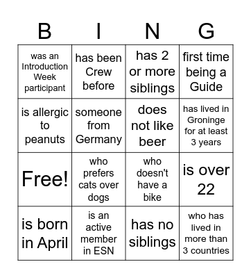 Introduction Guides Bingo Card