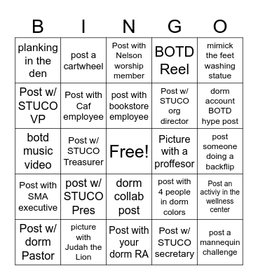B O T D Bingo Card