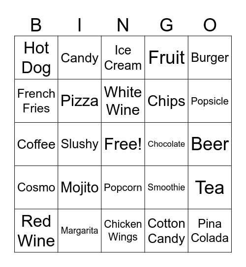 Yummy Bingo Card