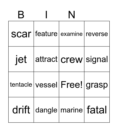 3rd Grade Lesson 1 Vocabulary Bingo Card