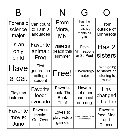 Prof. Schaefer's 1120 Bingo! Bingo Card