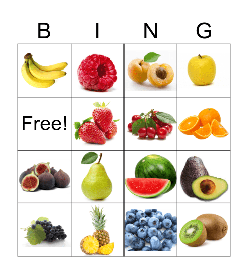 Fruits Bingo Card