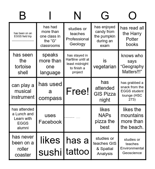 EGGS BINGO Card