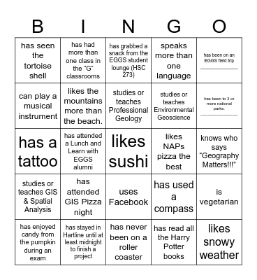 EGGS Get to Know You Bingo Card
