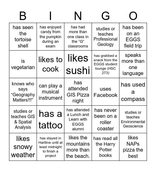 EGGS Get to Know You Bingo Card