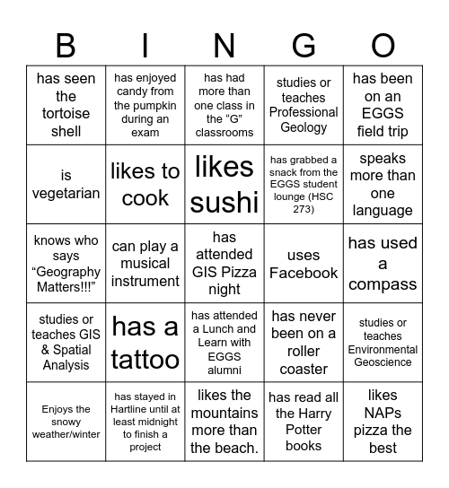 EGGS Get to Know You Bingo Card