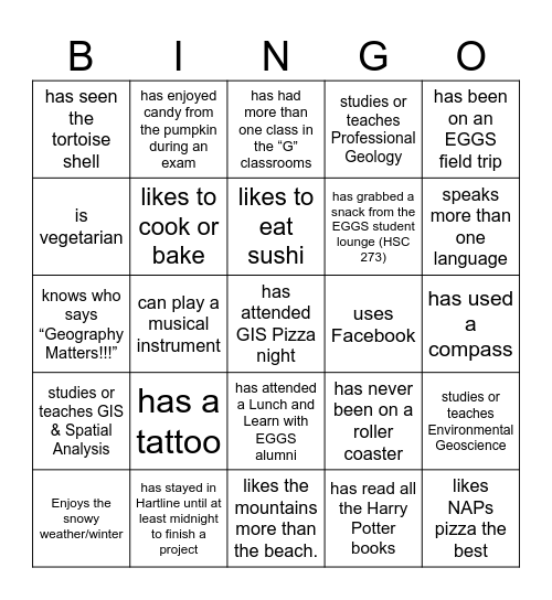 EGGS Get to Know You Bingo Card