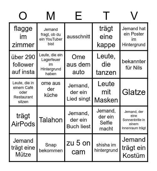 OME TV Bingo Card