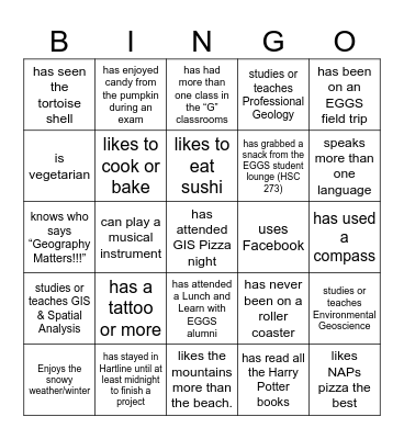 EGGS Get to Know You Bingo Card