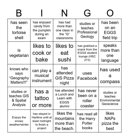 EGGS Get to Know You Bingo Card