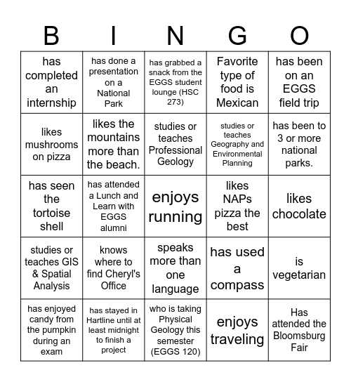 EGGS Get to Know You Bingo Card