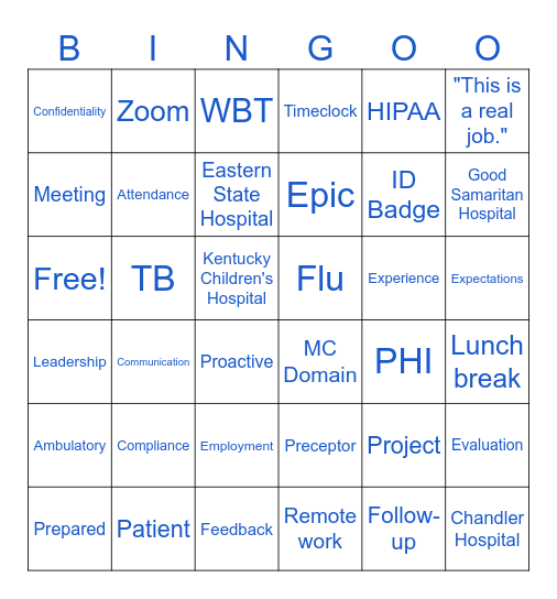 MHA APP Bingo Card