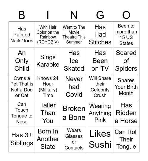 Can Find Someone Who('s): Bingo Card