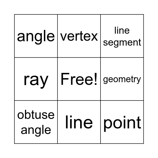 geometry bingo Card