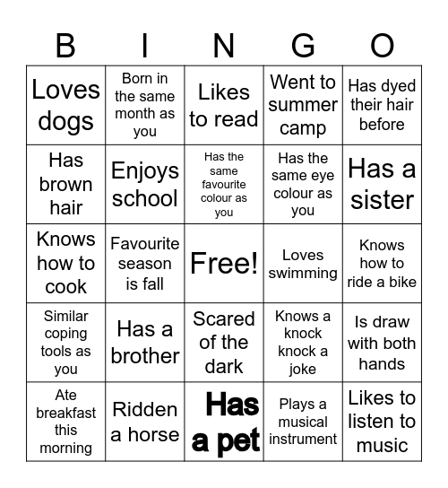 Interactive Bingo Card