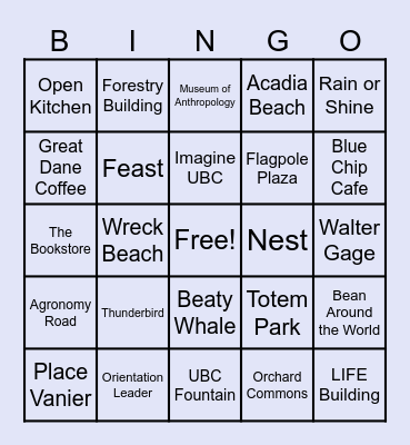 Jump Start BIngo Card