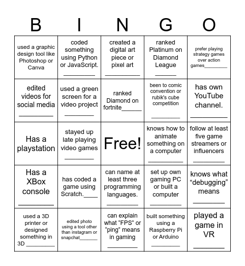 MS Computer Class - Find someone who... Bingo Card