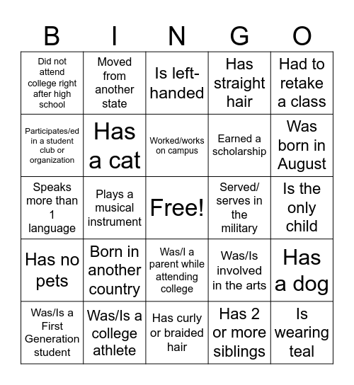 Monday Metro Mixer Bingo Card