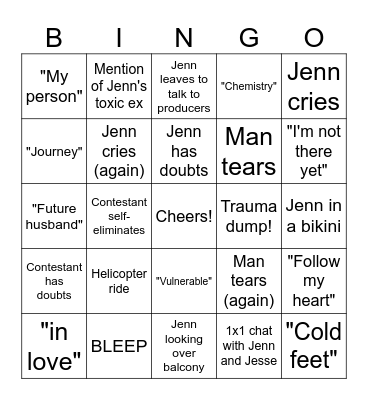 WEEK 8: FANTASY SUITES Bingo Card