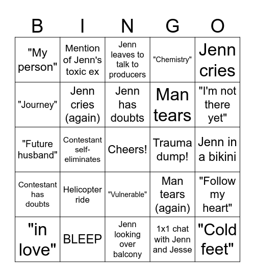 WEEK 8: FANTASY SUITES Bingo Card