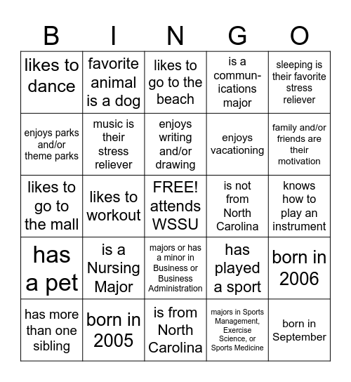 NexGen Bingo Card