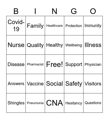 Your Health Can't Wait! Bingo Card