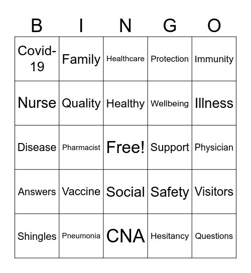 Your Health Can't Wait! Bingo Card