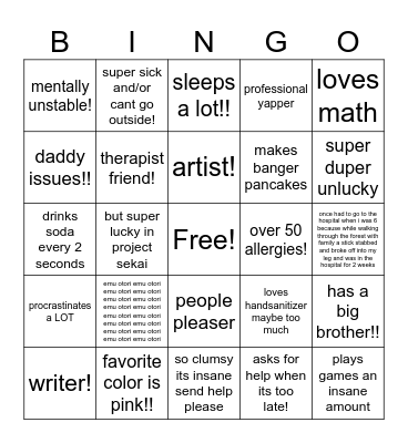 Oliver's Similarity Bingo! Bingo Card