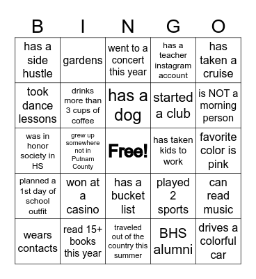 *BHS Bingo* Bingo Card