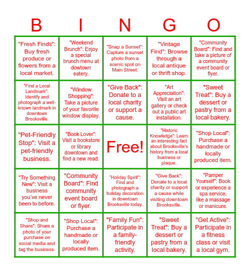 SMALL BUISNESS SATURDAY Bingo Card