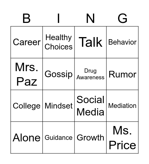 Meet Your Counselor! Bingo Card