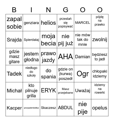 Ola I Oliwia Bingo Card