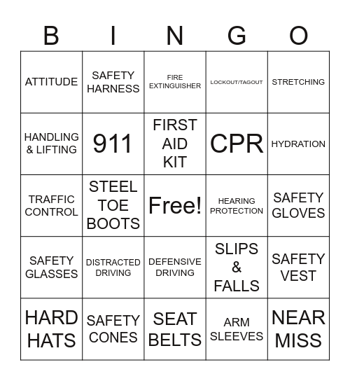 SAFETY BINGO Card