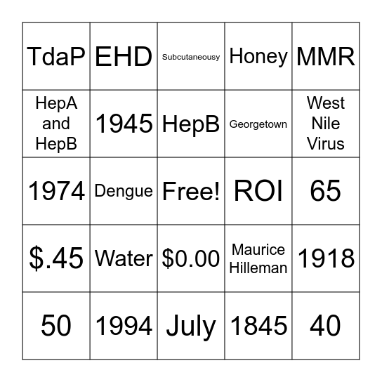 Trivia Bingo Card