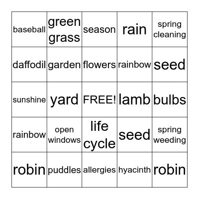 SPRING  BINGO Card