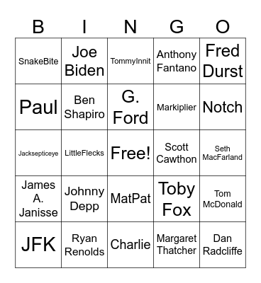 White People Bingo Card