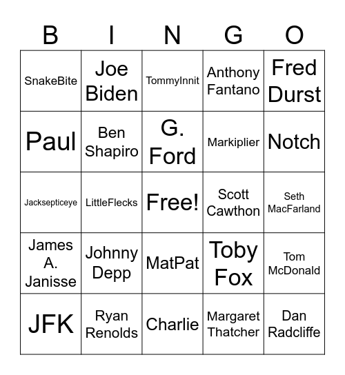 White People Bingo Card