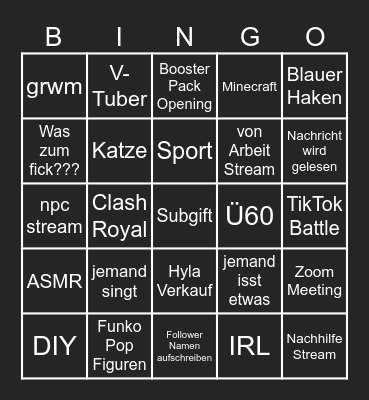 TikTok Live Bingo Card