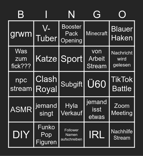 TikTok Live Bingo Card