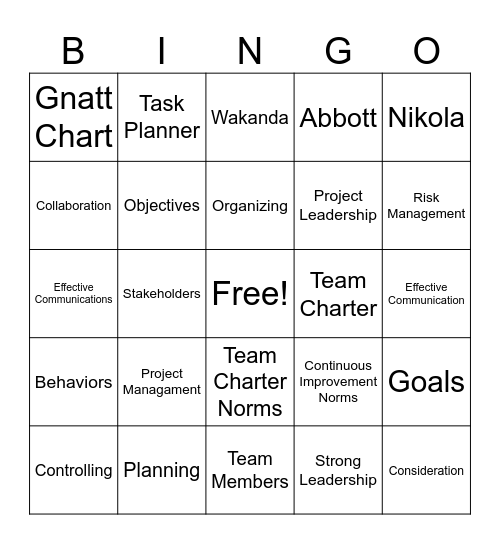 Project Management Essentials BINGO Card